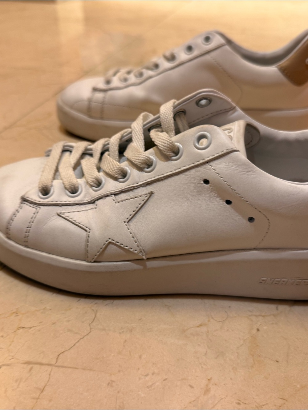 Golden Goose White Leather Star Accent Sneakers